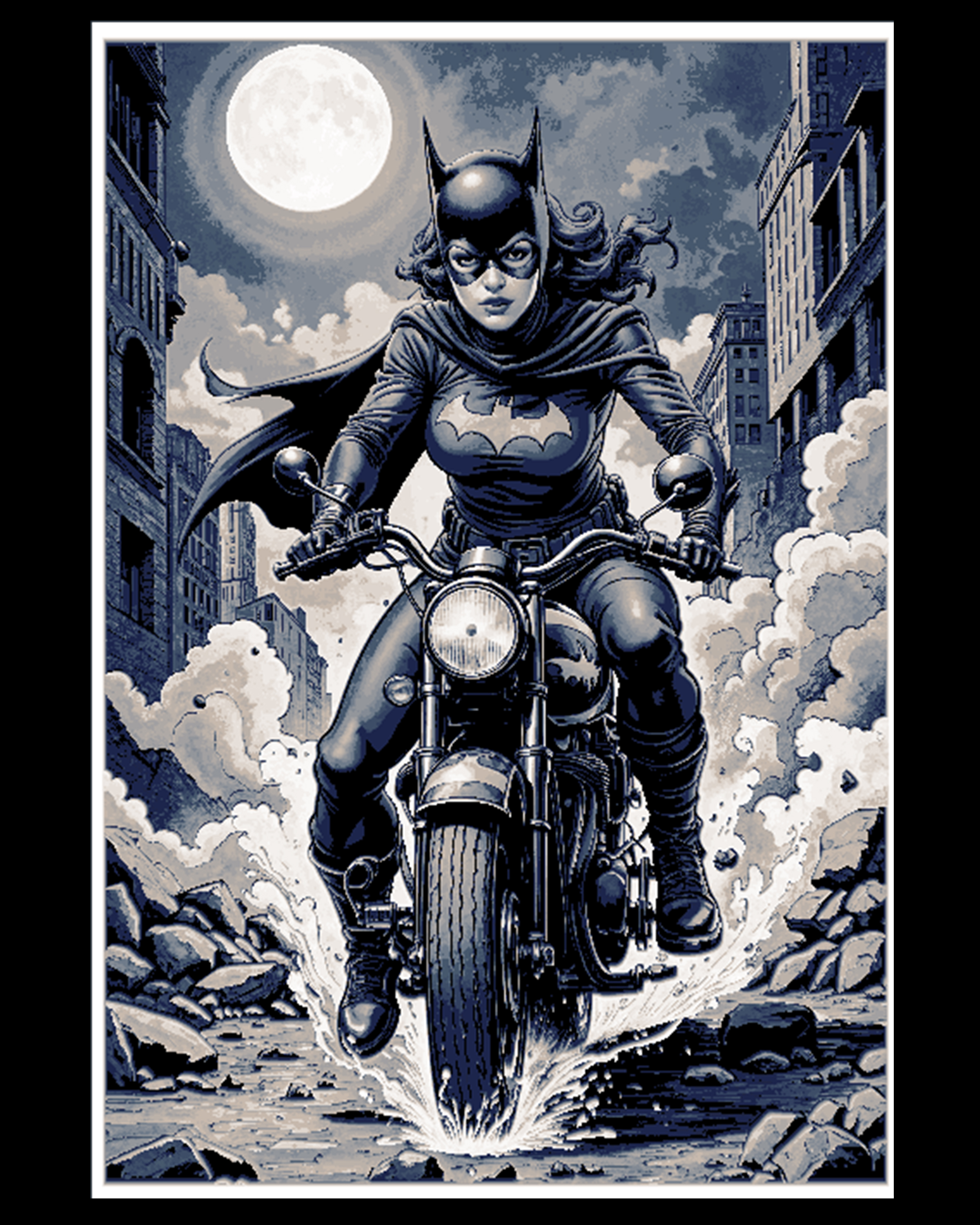 Vintage Batgirl Stylized Comic Art - DC Fan Wall Art by BooneCo3d HueForge model: Vintage Batgirl Stylized Comic Art - DC Fan Wall Art by BooneCo3d
