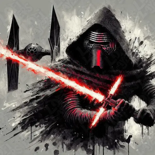 HueForge model: Kylo Ren with TIE Fighter Hueforge by LoFi Layers