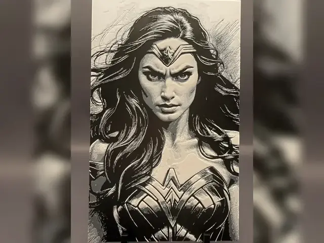 Gal Gadot Wonder Woman Sketch Hueforge Portrait