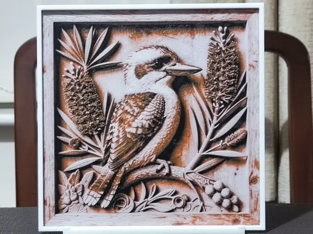 HueForge model: Carved Kookaburra - Hueforge 3 Color by BoDad