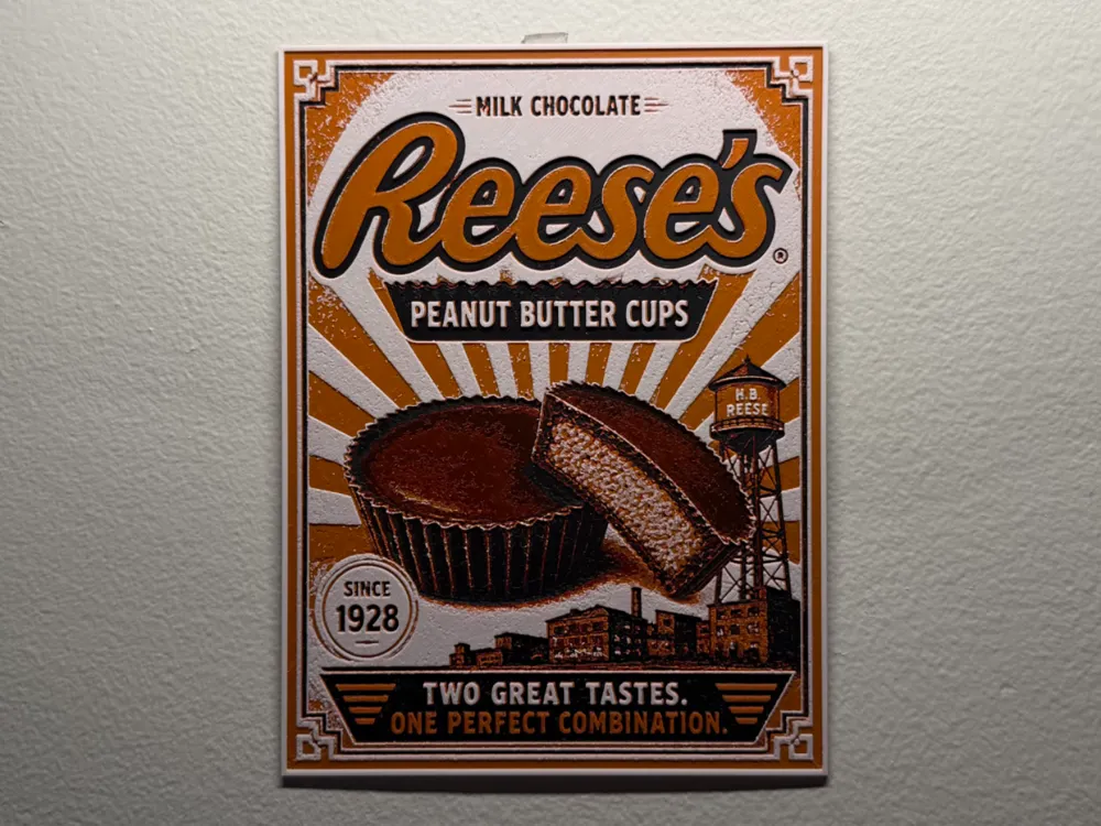 Reese's Cups Poster Style HueForge by liv_3d HueForge model: Reese's Cups Poster Style HueForge by liv_3d