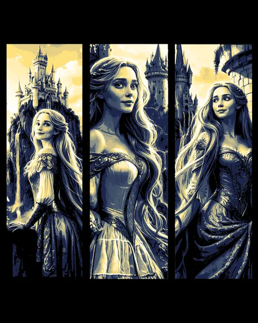 HueForge model: Fairy tale princess Rapunzel in her tower - Set of bookmarks by BooneCo3d