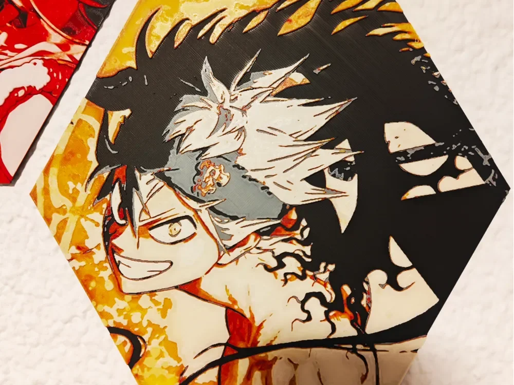 Hueforge Asta (Black Clover) Honeycomb Mode by JGz3DMaker HueForge model: Hueforge Asta (Black Clover) Honeycomb Mode by JGz3DMaker