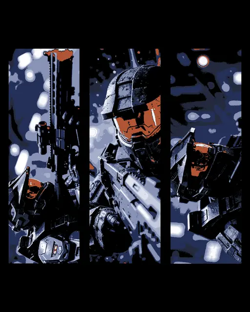 HueForge model: fanart depictions of a halo guardian - armor and weapons ready - set of bookmarks by BooneCo3d