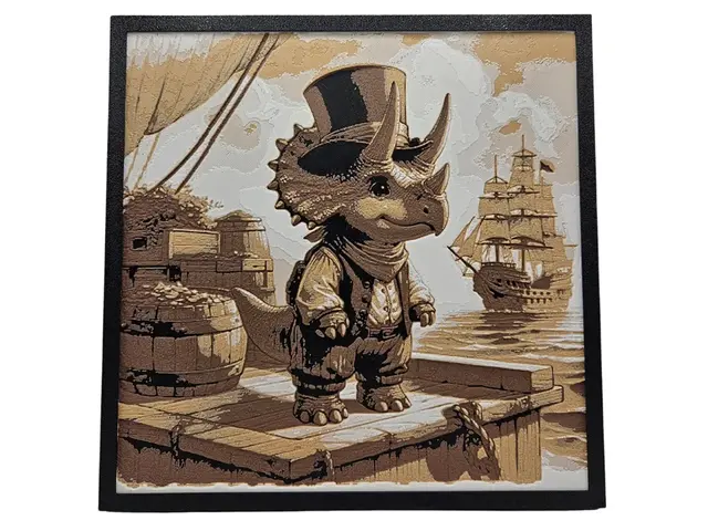 HueForge model: Triceratops Treasure Hunter by Canadian Gamer