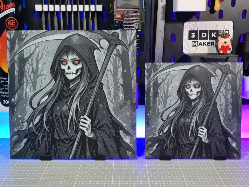 Reaper Girl - Hueforge - 4 Colors by Montoya Maker HueForge model: Reaper Girl - Hueforge - 4 Colors by Montoya Maker