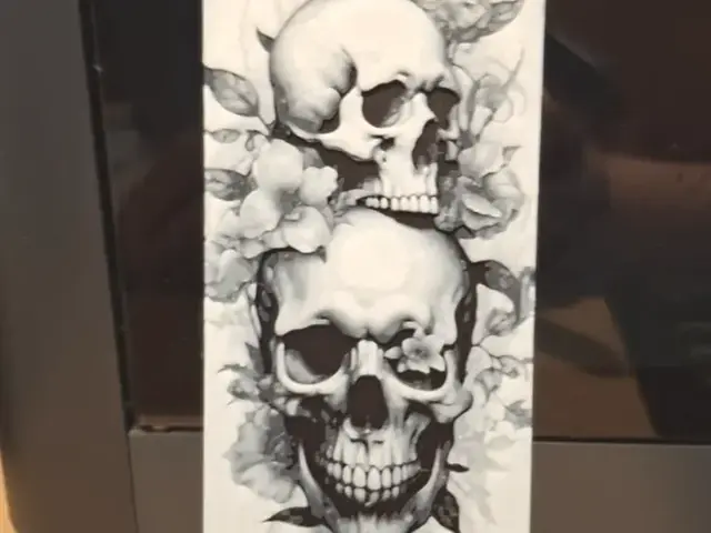 HueForge model: Skull and flowers bookmark - Just 2 colours v4 by 3dGlow