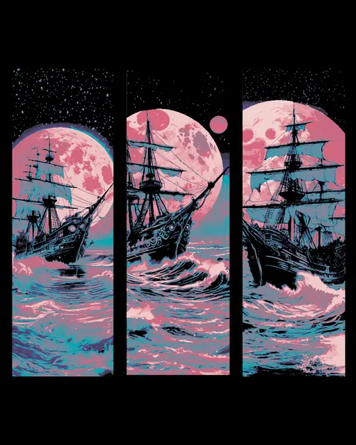 HueForge model: The boat on the ocean in a very 70's pop art style - set of bookmarks by BooneCo3d