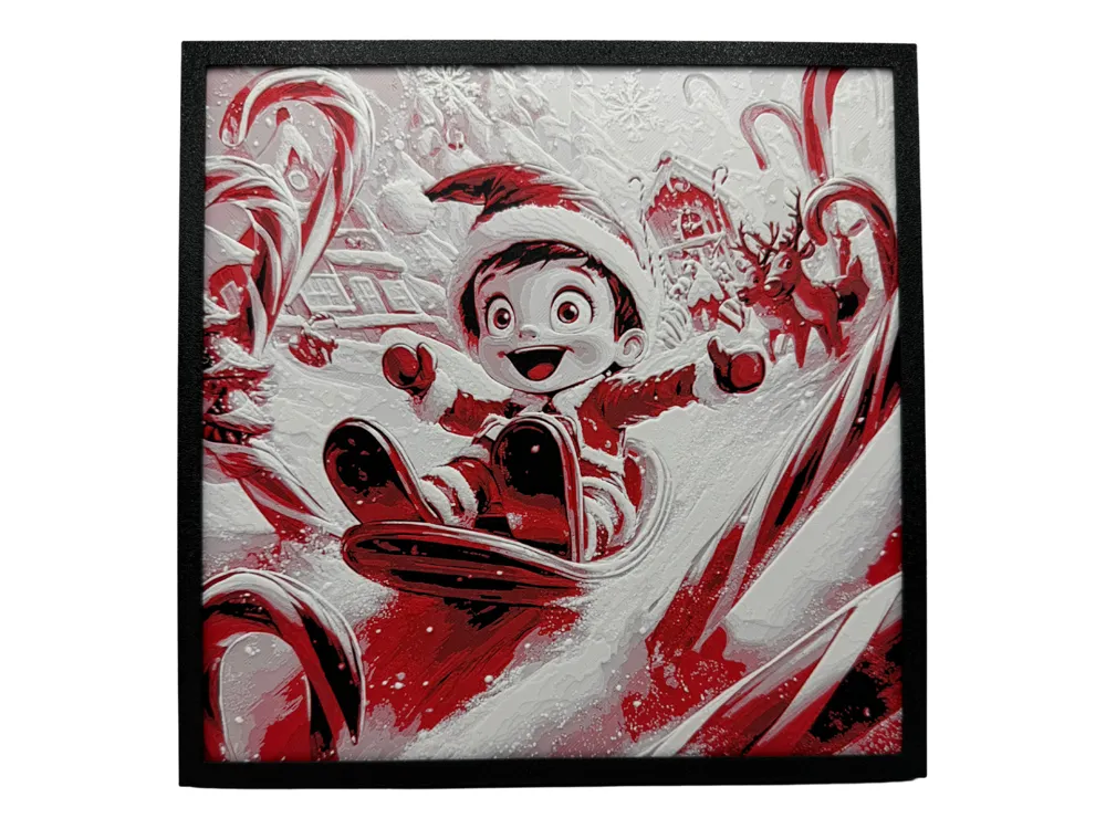 Elf on the Shelf - Candy Cane Sledding by Canadian Gamer HueForge model: Elf on the Shelf - Candy Cane Sledding by Canadian Gamer