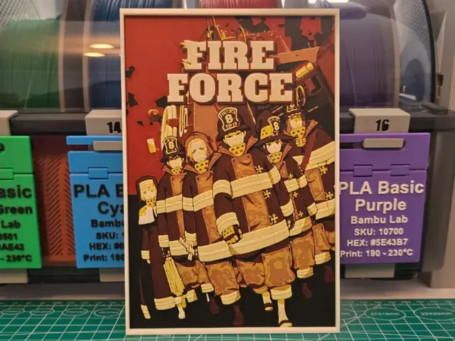HueForge model: Fire Force Poster - Hueforge Art by Lumpy3D
