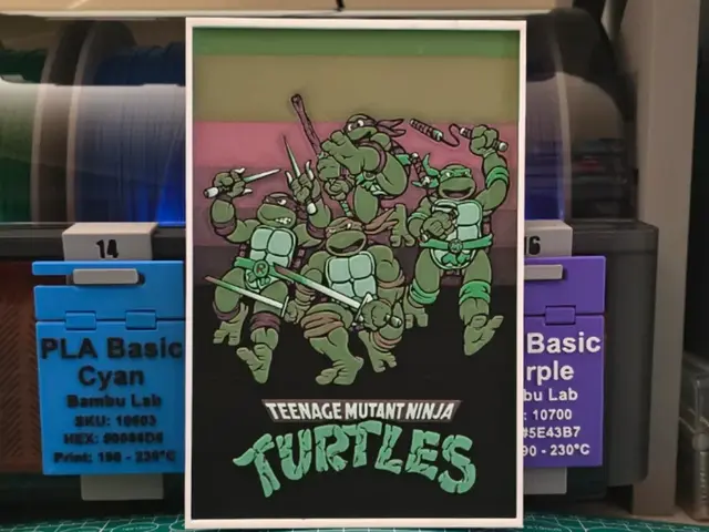 HueForge model: Teenage Mutant Ninja Turtles V2 Poster - Hueforge by Lumpy3D