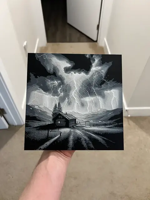 HueForge model: Cabin in a Storm Hueforge by RP47 Designs