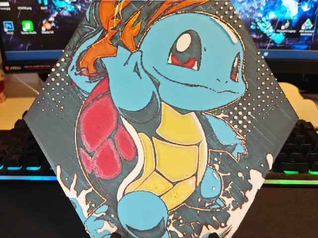 HueForge model: Hueforge Squirtle Pokemon honeycomb mode by JGz3DMaker