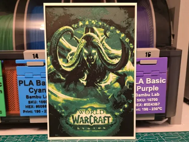 HueForge model: World of Warcraft: Legion Poster - Hueforge Art by Lumpy3D